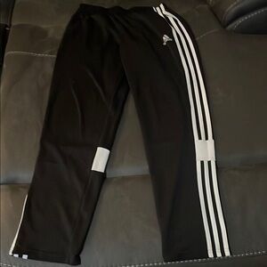 Adidas Black Track Pants with White Stripes